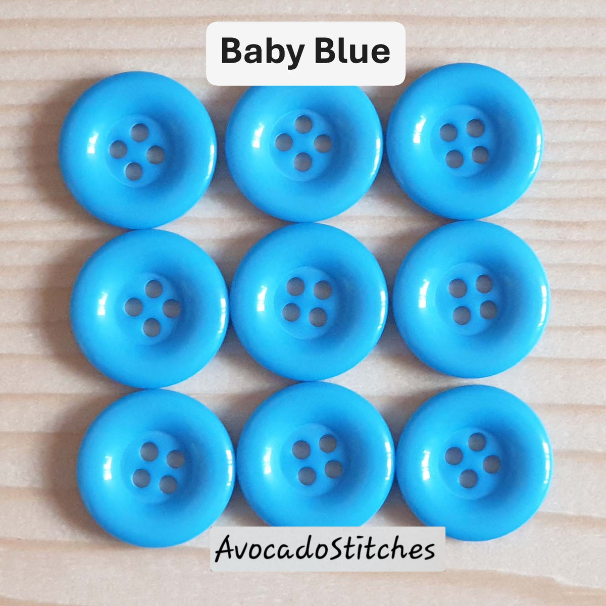 THICK EDGE RESIN Baby Blue / 4-Hole Resin Buttons / 15mm