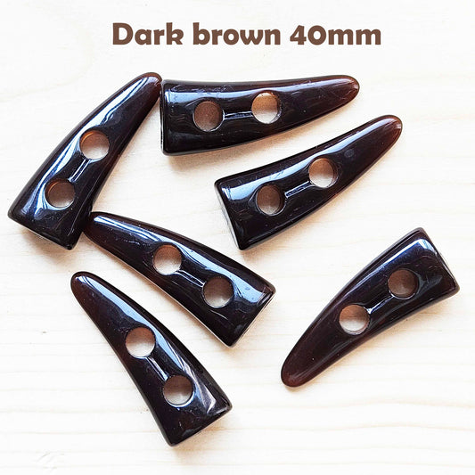 Custom Order for Shawna - RESIN TOGGLE HORN Dark Brown / 40mm - 5 pieces