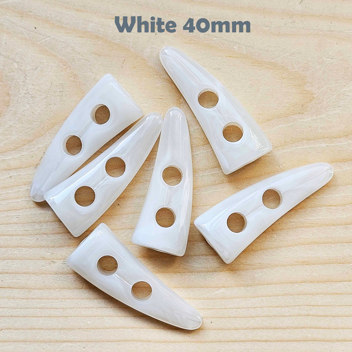 RESIN TOGGLE HORN White / 22-49mm / Resin Buttons / Sewing Buttons