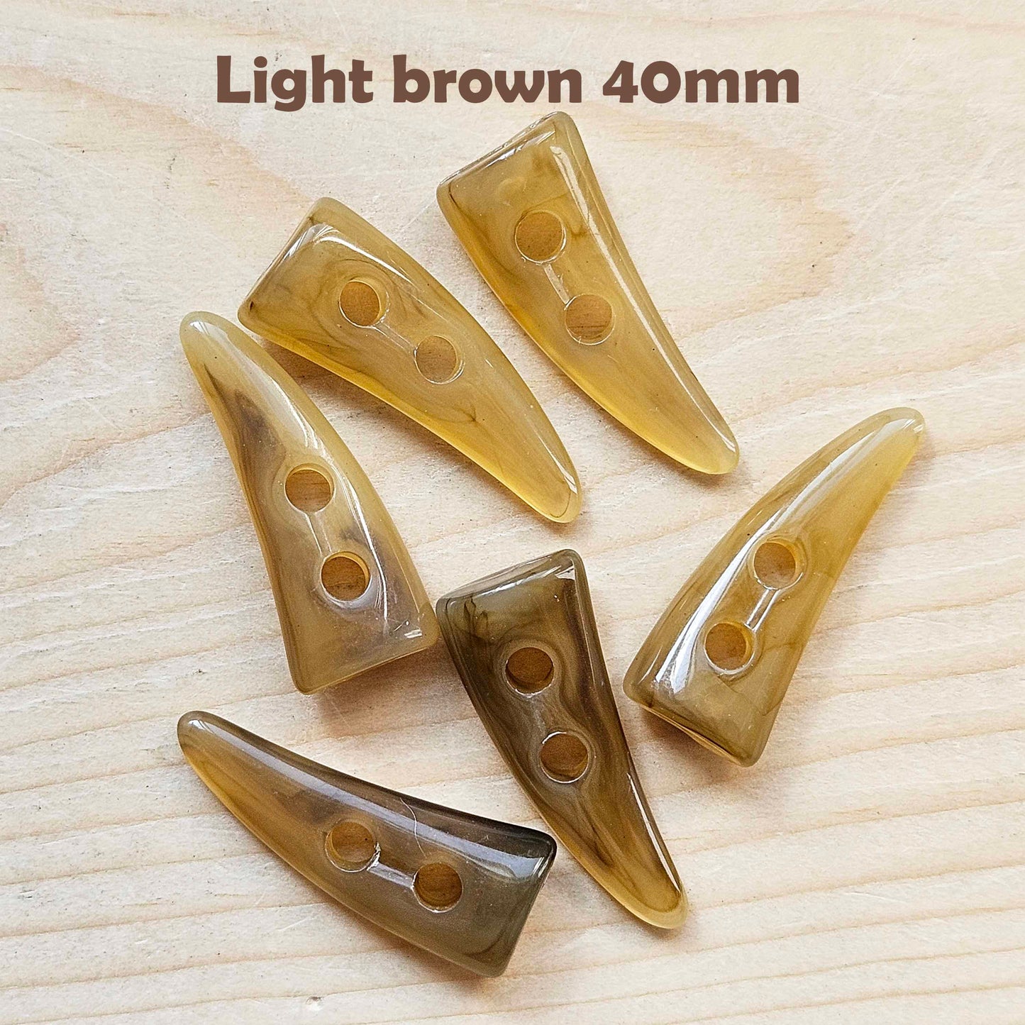 RESIN TOGGLE HORN Light Brown / 22-49mm / Resin Buttons / Sewing Buttons
