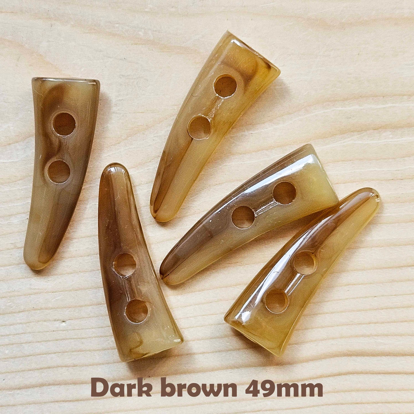 RESIN TOGGLE HORN Light Brown / 22-49mm / Resin Buttons / Sewing Buttons