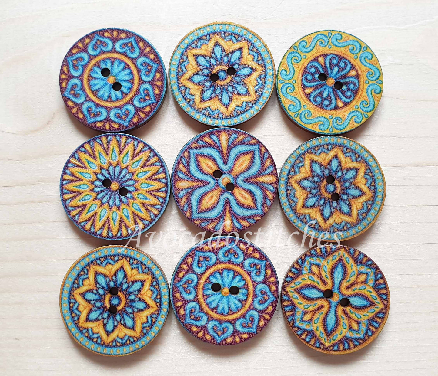 WINDMILLS / 15-25mm / 8 buttons / Wooden Buttons / Sewing Buttons