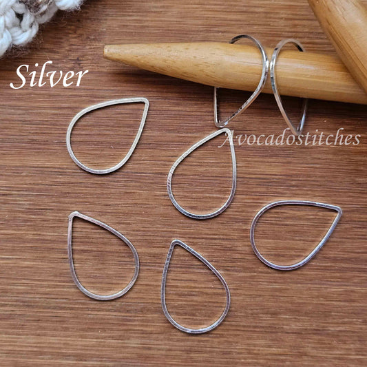 RAINDROP STITCH MARKERS / 6 pcs / Snag Free Stitch Markers / Knitting Stitch Markers / Notions