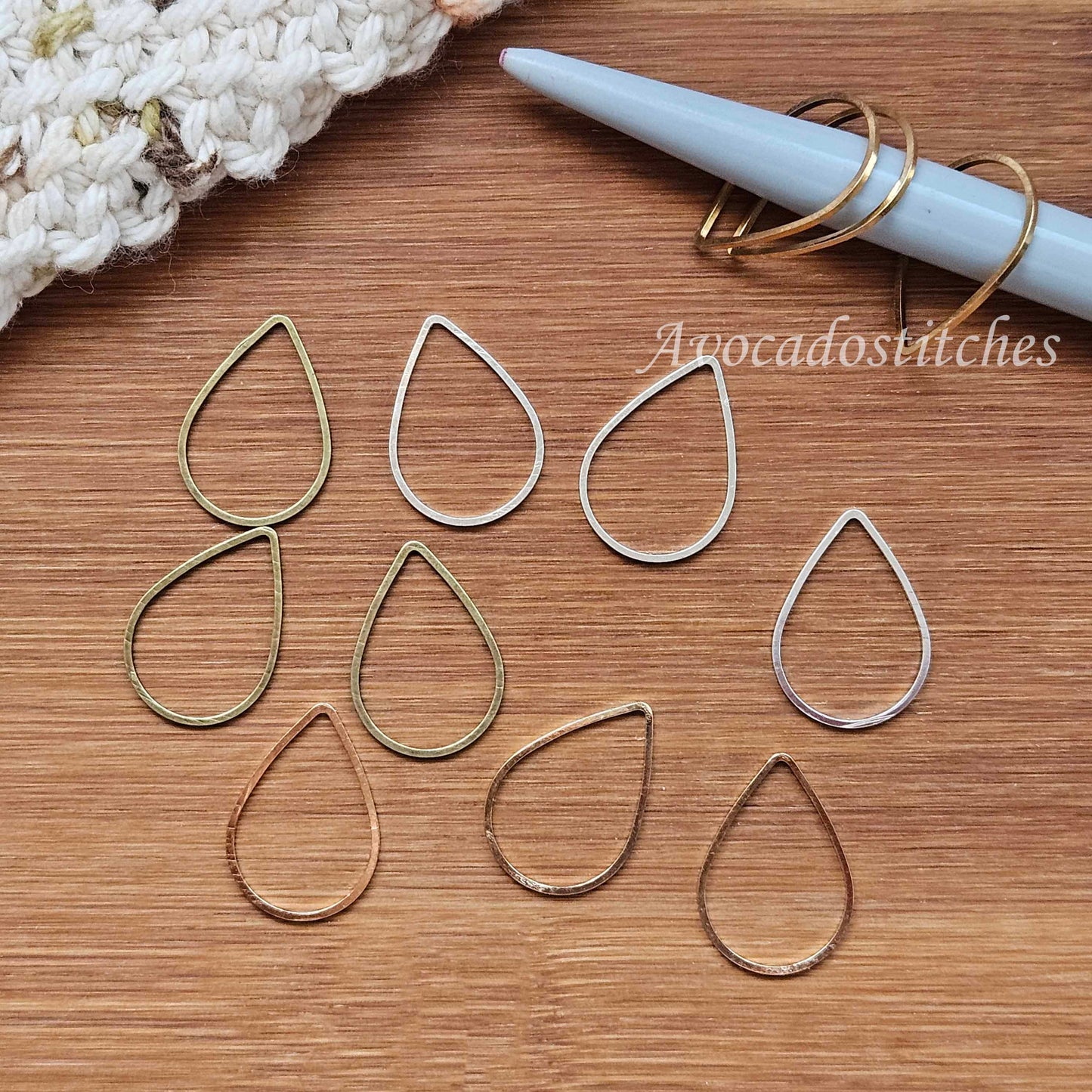 RAINDROP STITCH MARKERS / 6 pcs / Snag Free Stitch Markers / Knitting Stitch Markers / Notions