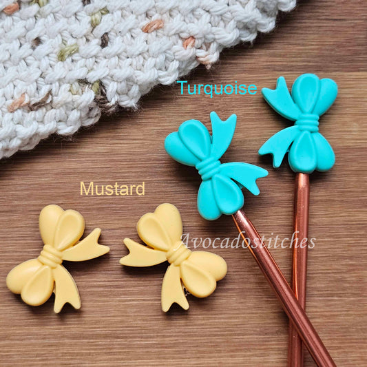 RIBBON STITCH STOPPERS / 2 pieces / Knitting Needle Stoppers / Point Protection / Notions