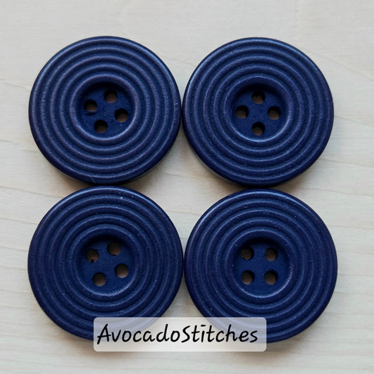 RIPPLE NAVY BLUE / 25mm - 6 buttons / Wooden Buttons / Sewing Buttons (#exl)