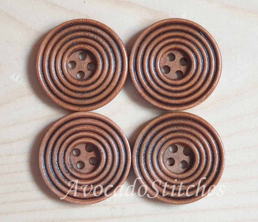RIPPLE BROWN / 20-30mm / Wooden Buttons / Sewing Buttons