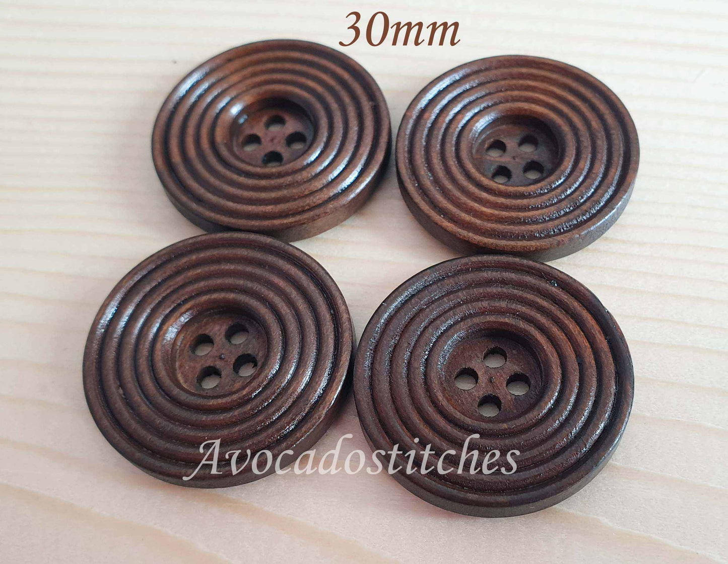 RIPPLE COFFEE BROWN / 15-40mm / Wooden Buttons / Sewing Buttons
