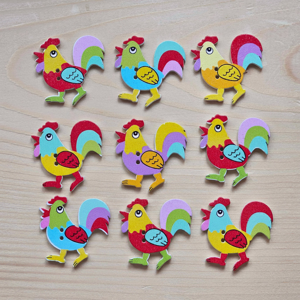 Clearance // Rooster / Wooden Buttons (Set of 8)