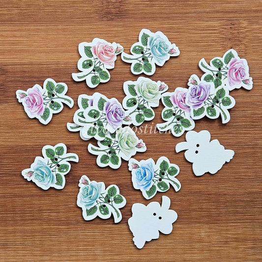 ROSE / 32*26mm / 8 buttons / Wooden Buttons / Sewing Buttons