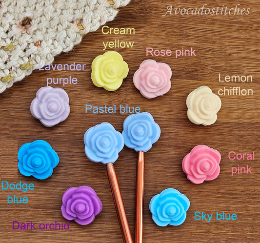 ROSE STITCH STOPPERS / 2 pieces / Knitting Needle Stoppers / Point Protection / Notions