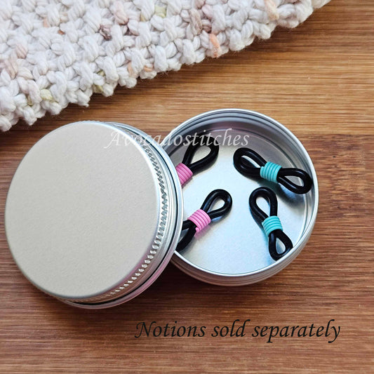 ALUMINIUM SCREW TOP Round Notion Storage Tin / Storage for Knitting Crochet Sewing Notions / Stitch markers Storage / Notion Storage