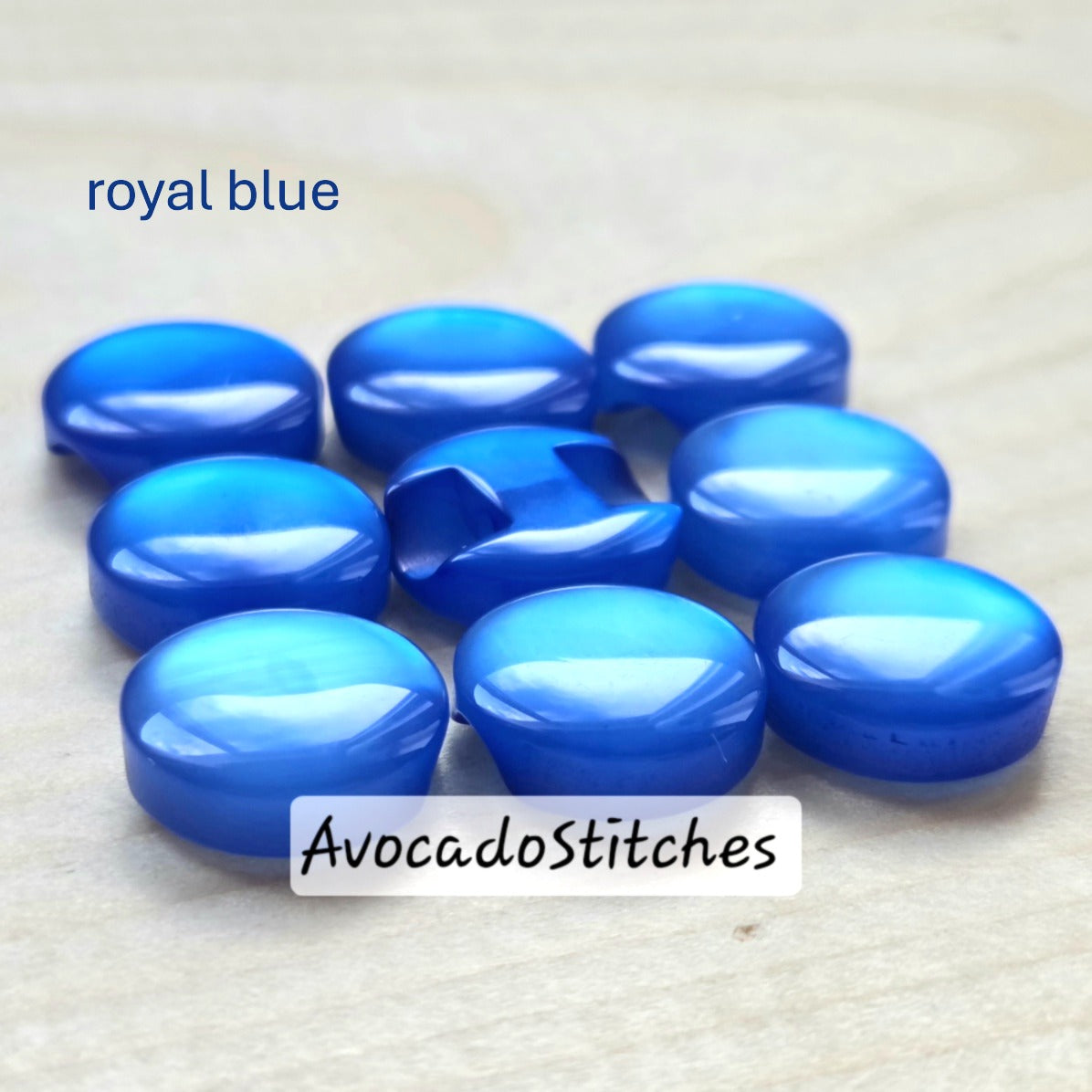 ROYAL BLUE Resin Shank Buttons / 12mm (Set of 8)
