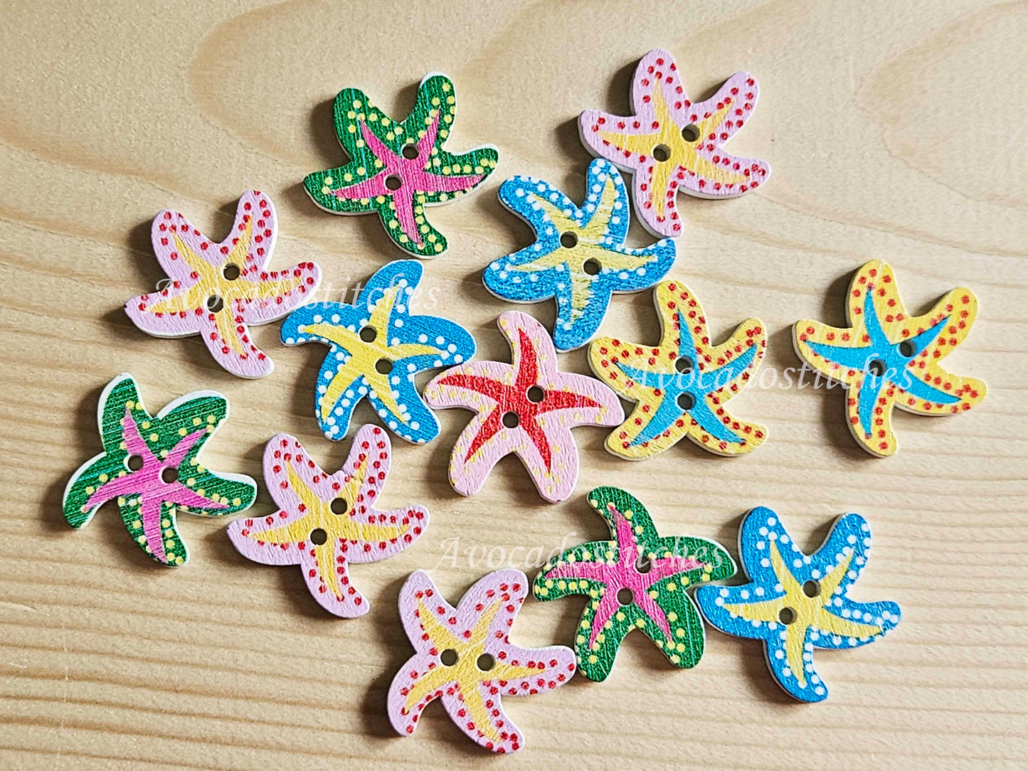Clearance // SEA STAR / 8 buttons / Wooden Buttons / Sewing Buttons