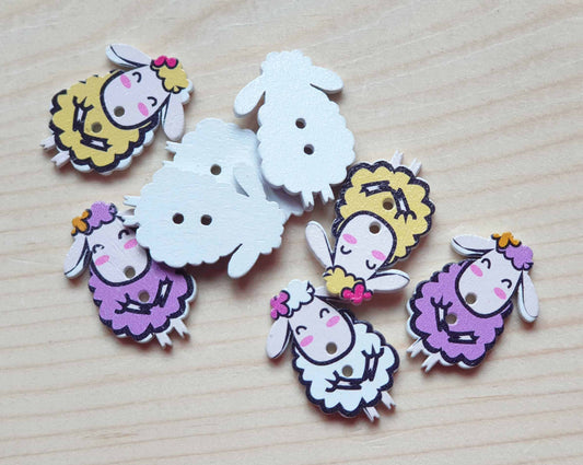 SHEEP / 29*21mm / 8 buttons / Wooden Buttons / Sewing Buttons