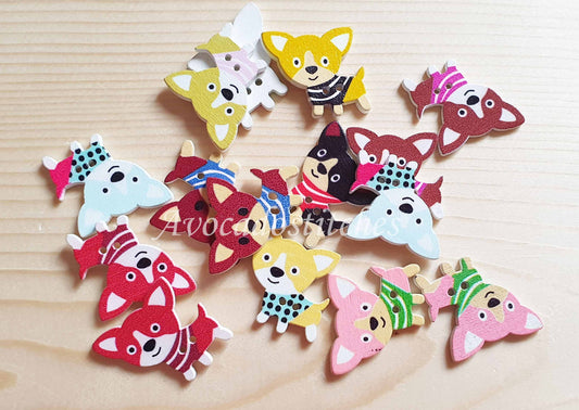 PUPPY / 27*26mm / 8 buttons / Wooden Buttons / Sewing Buttons