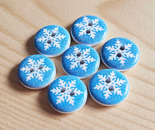 SNOWFLAKES / 15mm - 8 buttons / Wooden Buttons / Sewing Buttons