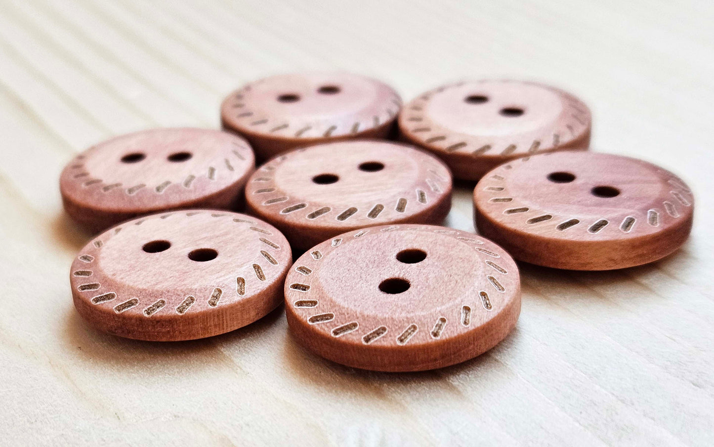SPIRAL DASH / 18mm - 6 buttons / Wooden Unvarnished Buttons / Sewing Buttons