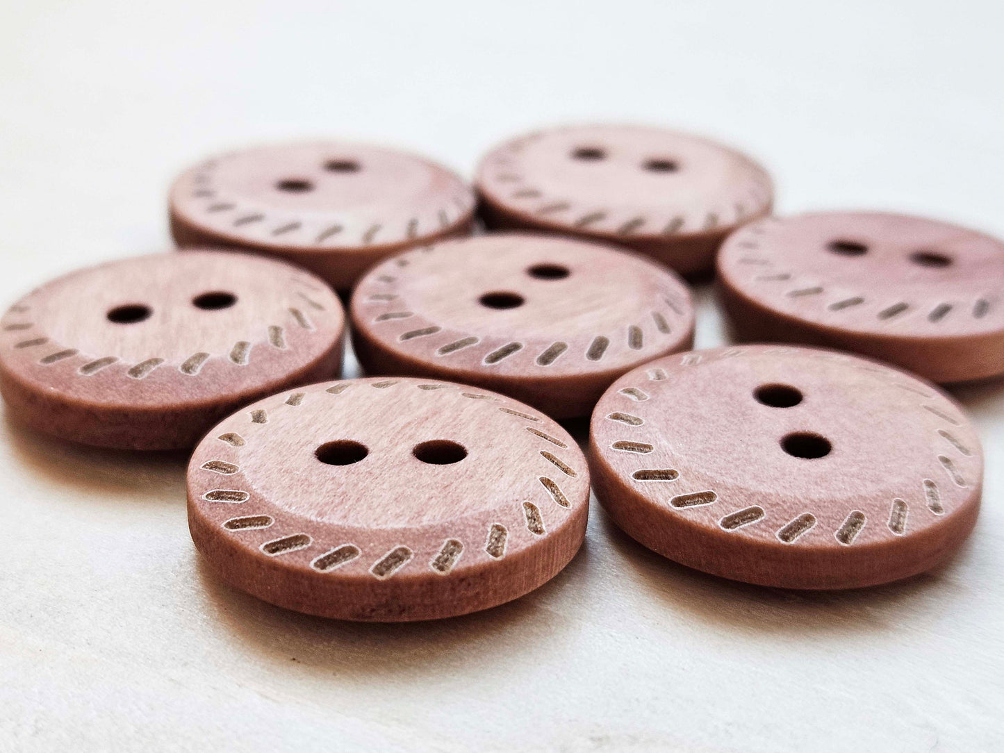 SPIRAL DASH / 18mm - 6 buttons / Wooden Unvarnished Buttons / Sewing Buttons