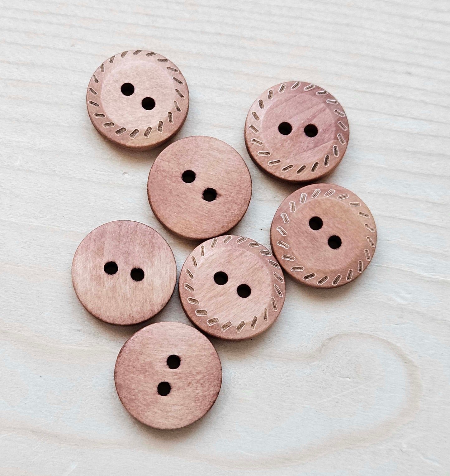 SPIRAL DASH / 18mm - 6 buttons / Wooden Unvarnished Buttons / Sewing Buttons