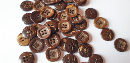 COCO SQUARE INNER EDGE / 15mm / Coconut Buttons / Sewing Buttons