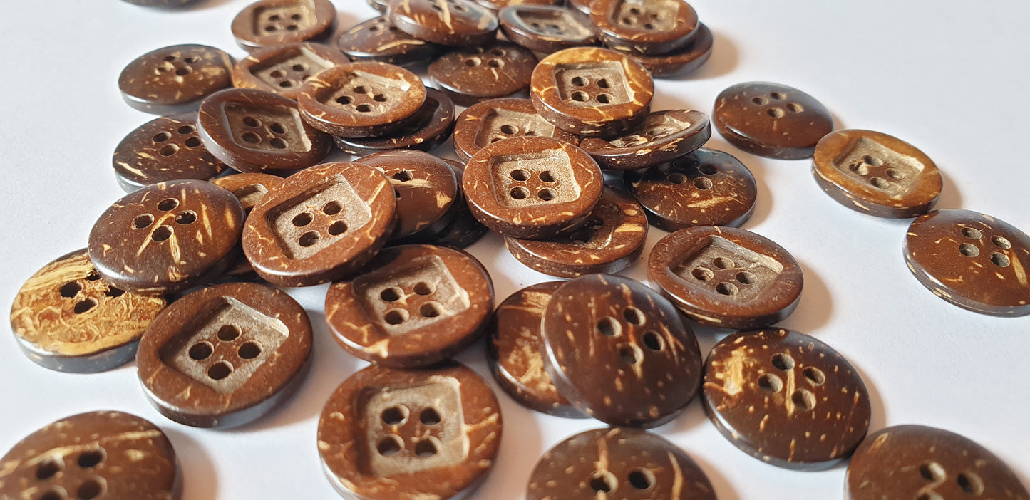 COCO SQUARE INNER EDGE / 15mm / Coconut Buttons / Sewing Buttons
