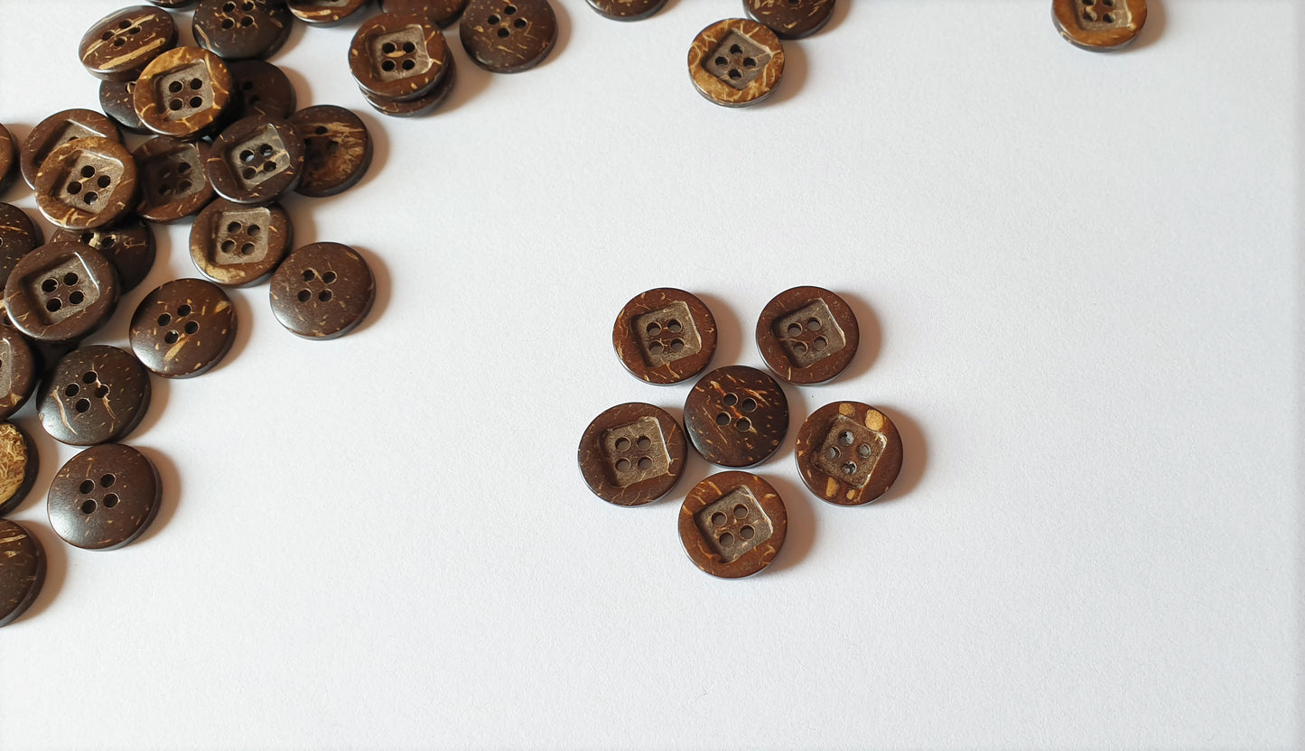 COCO SQUARE INNER EDGE / 15mm / Coconut Buttons / Sewing Buttons