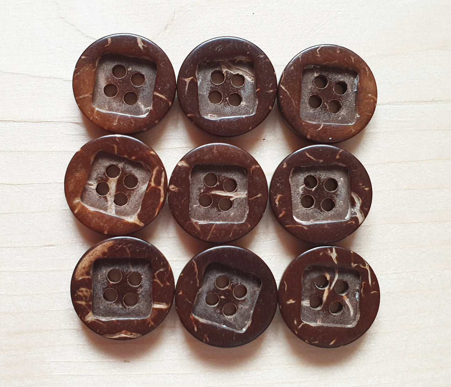 COCO SQUARE INNER EDGE / 15mm / Coconut Buttons / Sewing Buttons