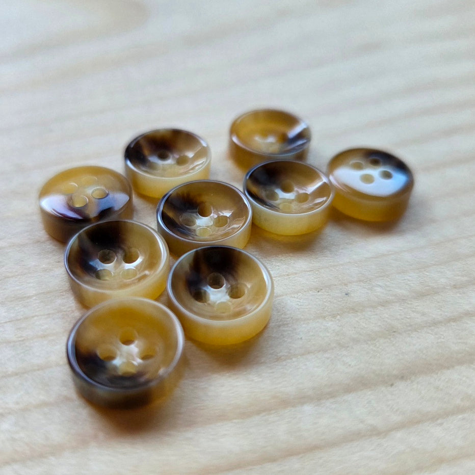 Sable Stripes / 4-Hole Resin Buttons / 9-11mm (Set of 10)