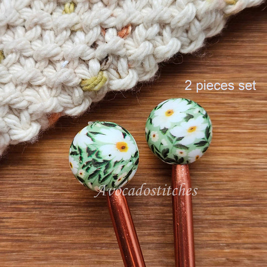 SAGE GARDEN STITCH STOPPERS / Knitting Needle Toppers / Notions