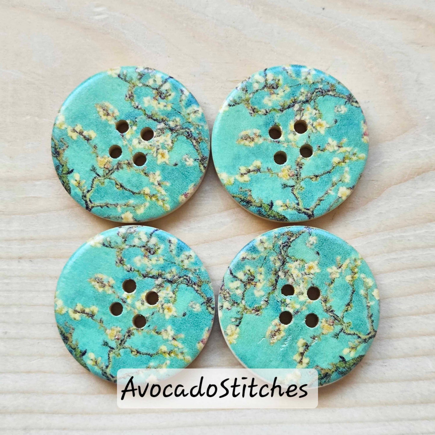 SAKURA / 30mm - 4 buttons / Wooden Buttons / Sewing Buttons