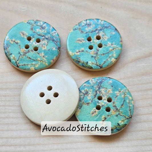 SAKURA / 30mm - 4 buttons / Wooden Buttons / Sewing Buttons