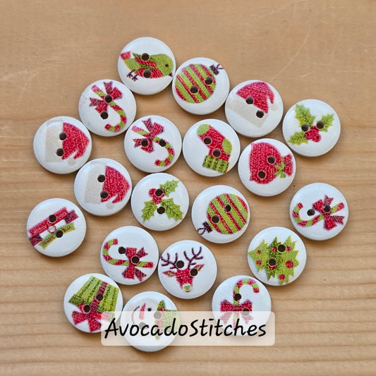 SEASON'S JOY / 15mm - 8 buttons / Wooden Buttons / Sewing Buttons