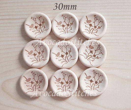 AvoDesigns SERENITY GARDEN / 15mm 30mm / Wooden Buttons / Unvarnished Buttons / Sewing Buttons (N)