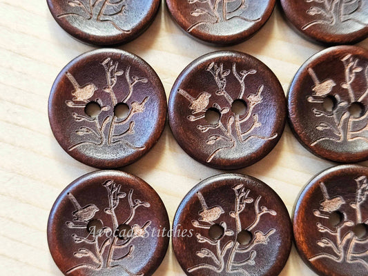 AvoDesigns SERENITY GARDEN UMBER BROWN / 20mm - 6 buttons / Wooden Buttons / Sewing Buttons
