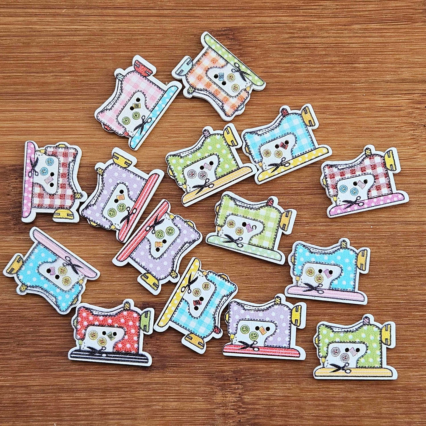 SEWING MACHINE / Wooden Buttons (Set of 10)