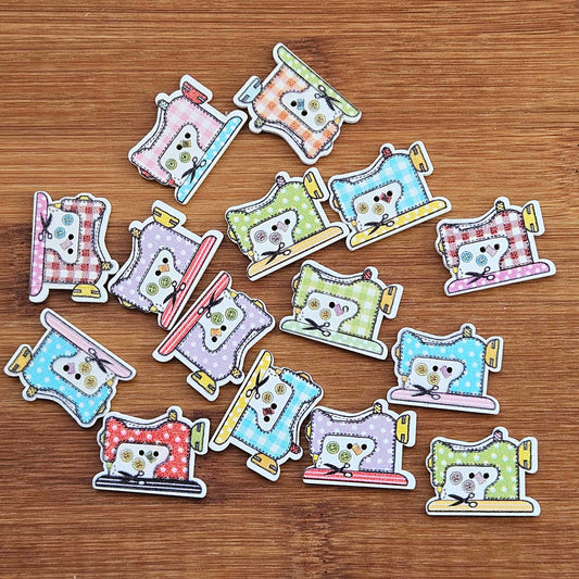 SEWING MACHINE / Wooden Buttons (Set of 10)