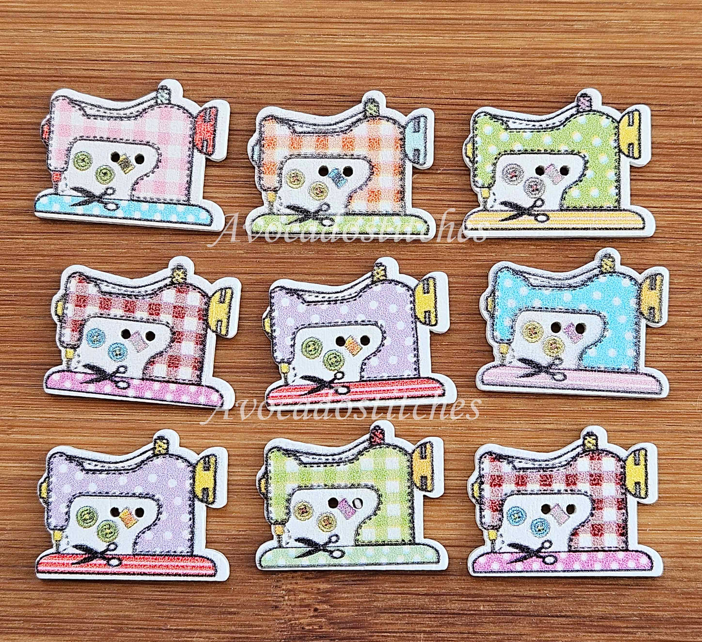 SEWING MACHINE / 25*21mm / 8 buttons / Wooden Buttons / Sewing Buttons