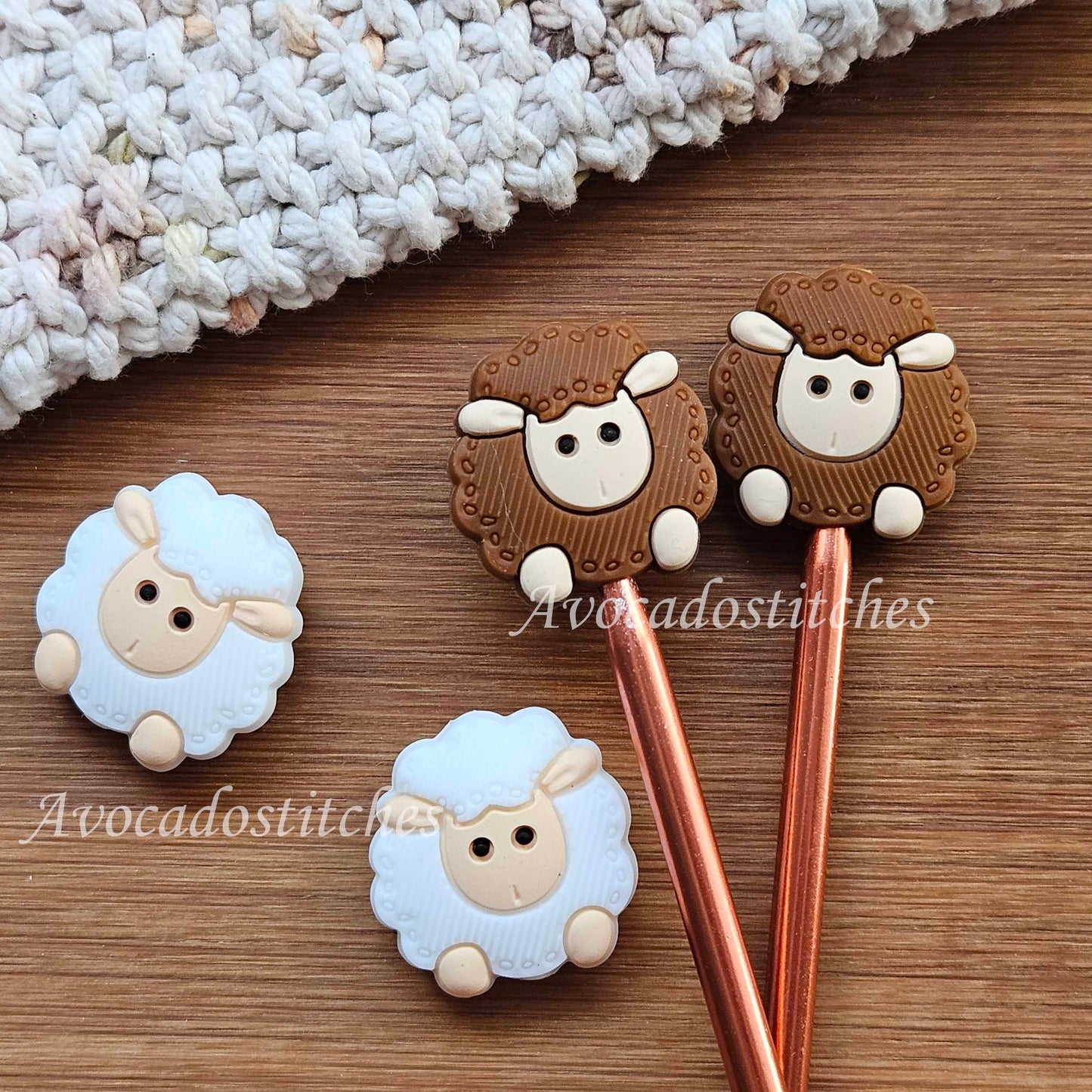 SHEEP STITCH STOPPERS / 1 pair / Knitting Needle Stoppers / Point Protection / Notions