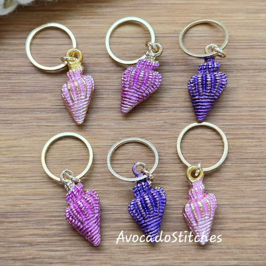 SHELL BEACH - 6 pieces / Knitting Crochet Stitch Markers / Notions