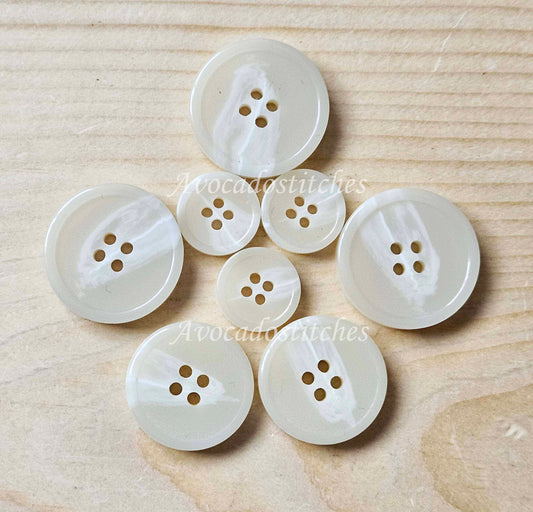 SNOW WHITE MARBLE / 25mm - 6 buttons / Resin Buttons / Sewing Buttons (#exl)