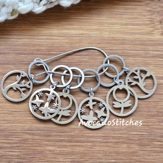 SPRING WHISPERS (6 pieces) - Stainless Steel Series / Knitting Crochet Stitch Markers / Notions