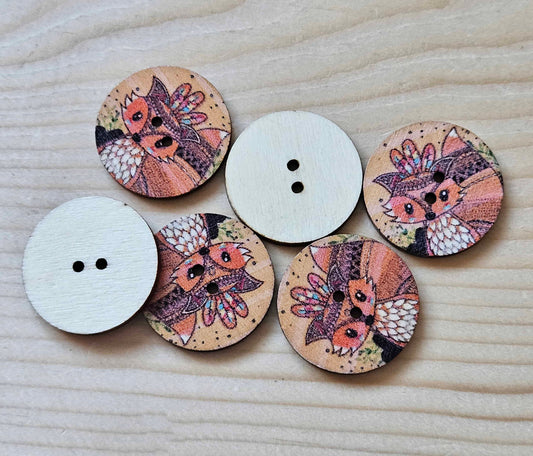 SQUIRREL KING / 25mm - 8 buttons / Wooden Buttons / Sewing Buttons
