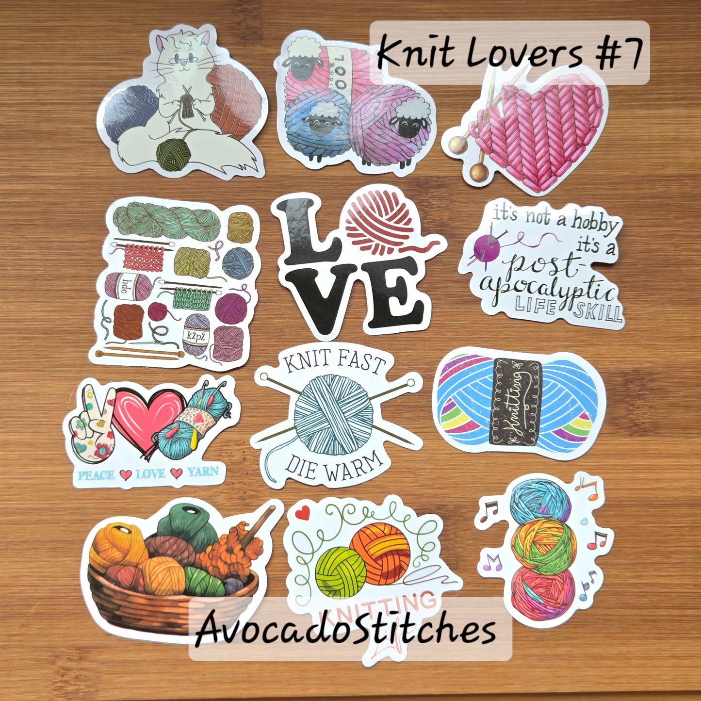 Knit Lovers / Waterproof Sticker Pack / 12 Designs (knit #7)