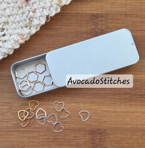 Slide Top Storage Tin / Storage for Knitting Crochet Sewing Notions / Stitch markers Storage / Notion Storage