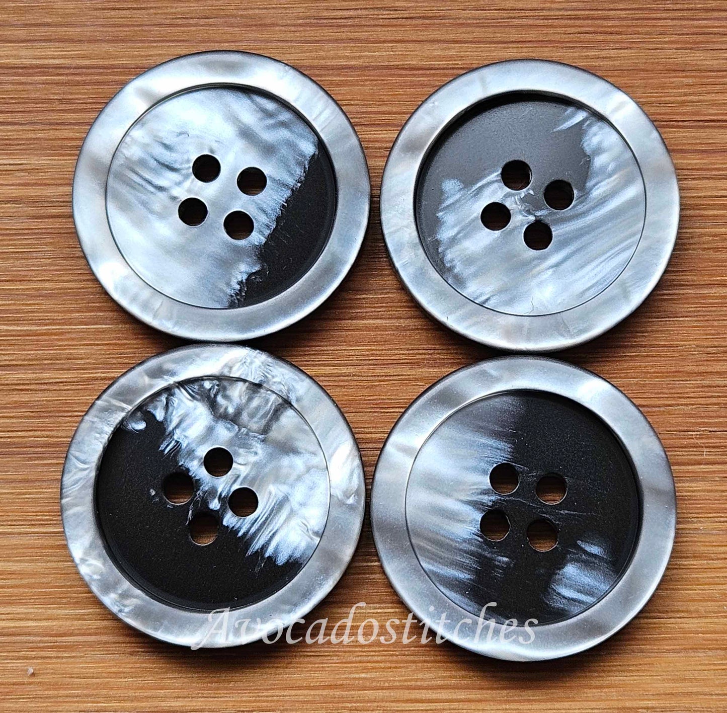 STORM SLATE / 25mm - 6 buttons / Resin Buttons / Sewing Buttons