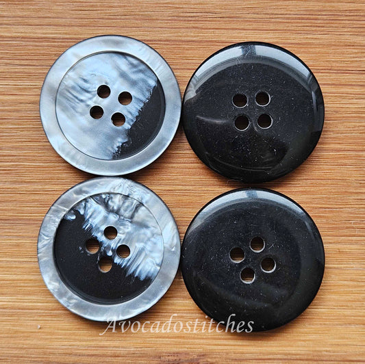 STORM SLATE / 25mm - 6 buttons / Resin Buttons / Sewing Buttons
