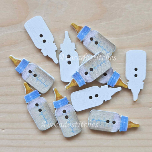 SNUGGLE BOTTLE / 25*10mm / 8 buttons / Wooden Buttons / Sewing Buttons