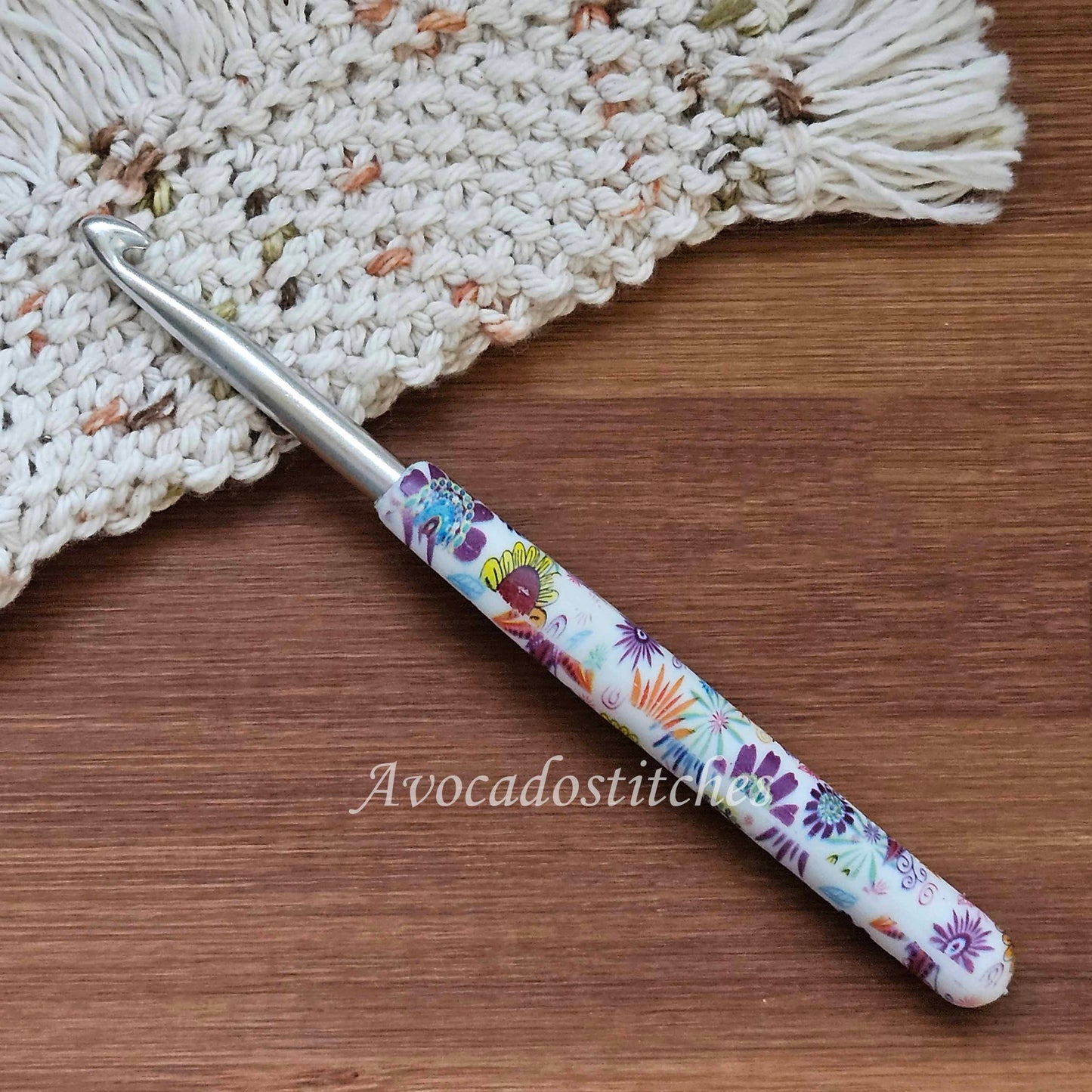 SUMMER BLOSSOM Crochet Hook / 15.5cm/6.25" / Aluminum Crochet Hook