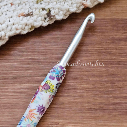 SUMMER BLOSSOM Crochet Hook / 15.5cm/6.25" / Aluminum Crochet Hook